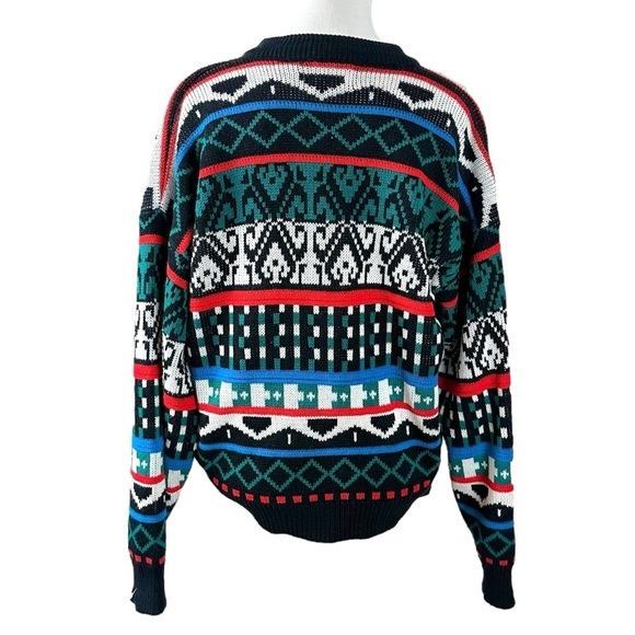 Vintage 70s Sasson Fair Isle V Neck Cardigan Sweater Oo La La Small Retro - Picture 8 of 15